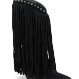BOTTES NOIRES À FRANGES – STYLE WESTERN TENDANCE - Casualmode.fr
