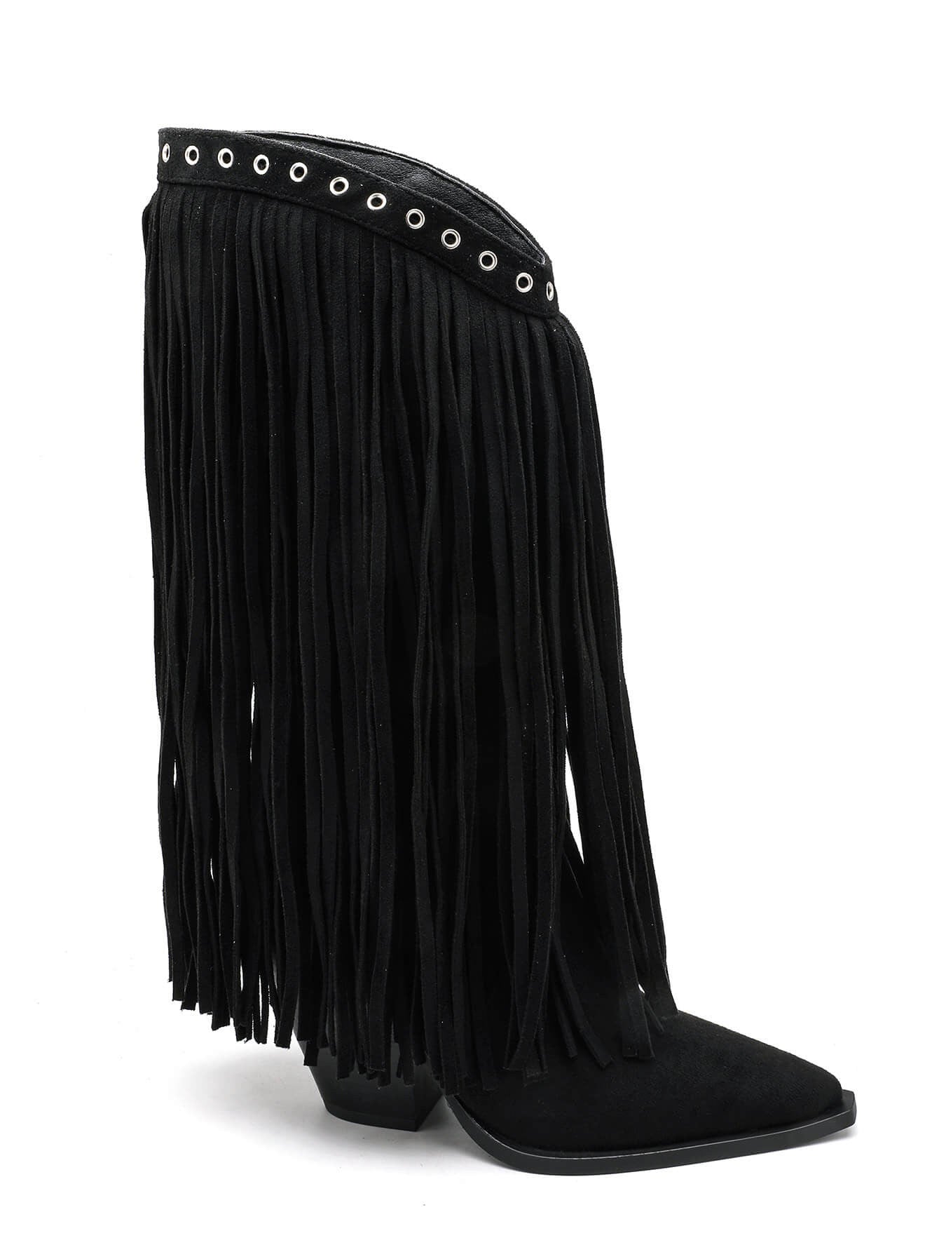 BOTTES NOIRES À FRANGES – STYLE WESTERN TENDANCE - Casualmode.fr