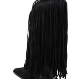 BOTTES NOIRES À FRANGES – STYLE WESTERN TENDANCE - Casualmode.fr