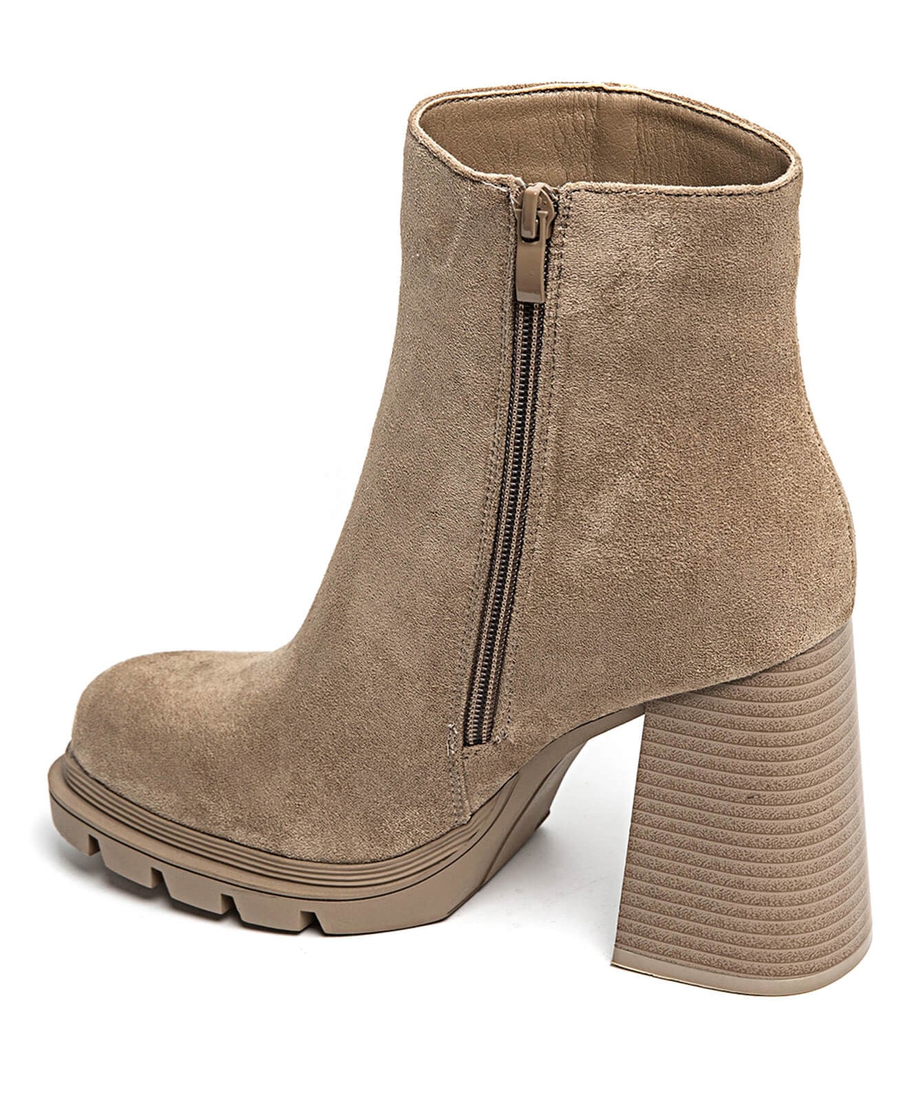 BOTTINES BEIGE À TALON ÉPAIS EN SUÉDINE - Casualmode.fr