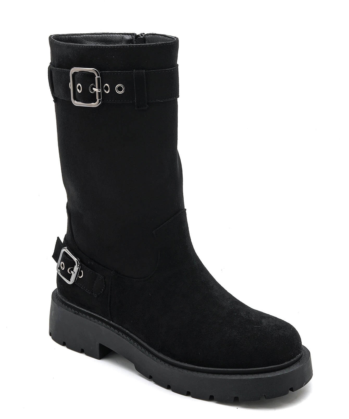 BOTTINES HAUTES NOIRES BIKER TENDANCE - Casualmode.fr