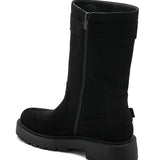 BOTTINES HAUTES NOIRES BIKER TENDANCE - Casualmode.fr