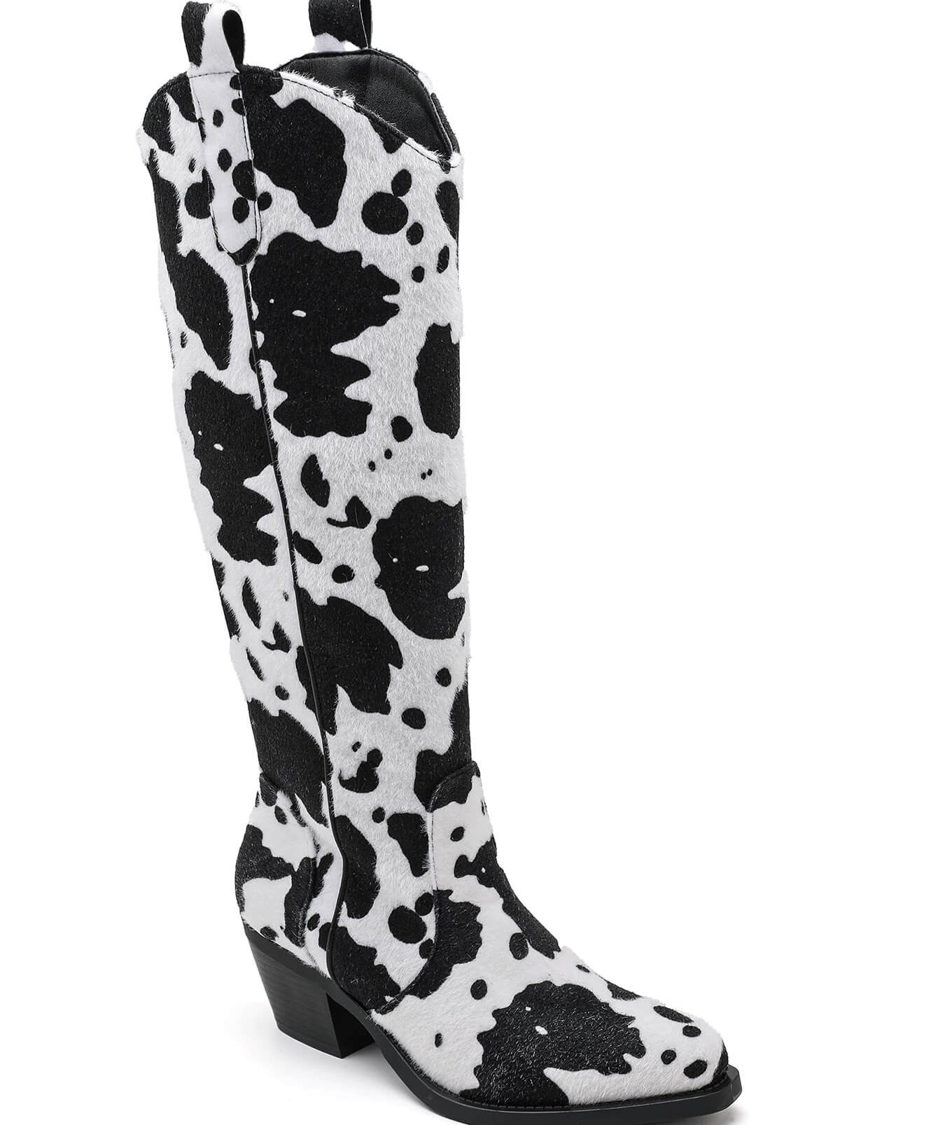BOTTES IMPRIMÉ VACHE – TENDANCE COWGIRL CHIC - Casualmode.fr