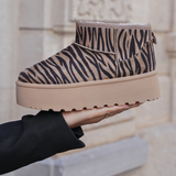 BOTTINES FOURRÉES PLATEFORME IMPRIMÉ ZÈBRE - Casualmode.fr