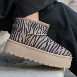 BOTTINES FOURRÉES PLATEFORME IMPRIMÉ ZÈBRE - Casualmode.fr