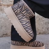 BOTTINES FOURRÉES PLATEFORME IMPRIMÉ ZÈBRE - Casualmode.fr