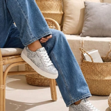 BASKETS FEMME ARGENT PAILLETÉES – ÉTOILE TON SUR TON