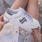 BASKETS BLANC & PAILLETTES LACETS LILAS