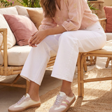 BASKETS BLANCHES À DÉTAILS ROSÉS ET SEMELLE GOMME