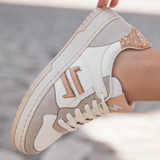 BASKETS BLANCHES DÉTAILS OR ROSE