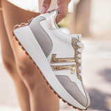 BASKETS BLANCHES ET BEIGE DÉTAILS DORÉS