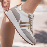 BASKETS BLANCHES ET BEIGE DÉTAILS DORÉS