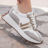 BASKETS BLANCHES ET BEIGE DÉTAILS DORÉS