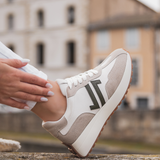 BASKETS FEMME BEIGE – DÉTAIL KAKI – SEMELLE ÉPAISSE