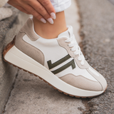 BASKETS FEMME BEIGE – DÉTAIL KAKI – SEMELLE ÉPAISSE