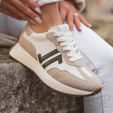 BASKETS FEMME BEIGE – DÉTAIL KAKI – SEMELLE ÉPAISSE